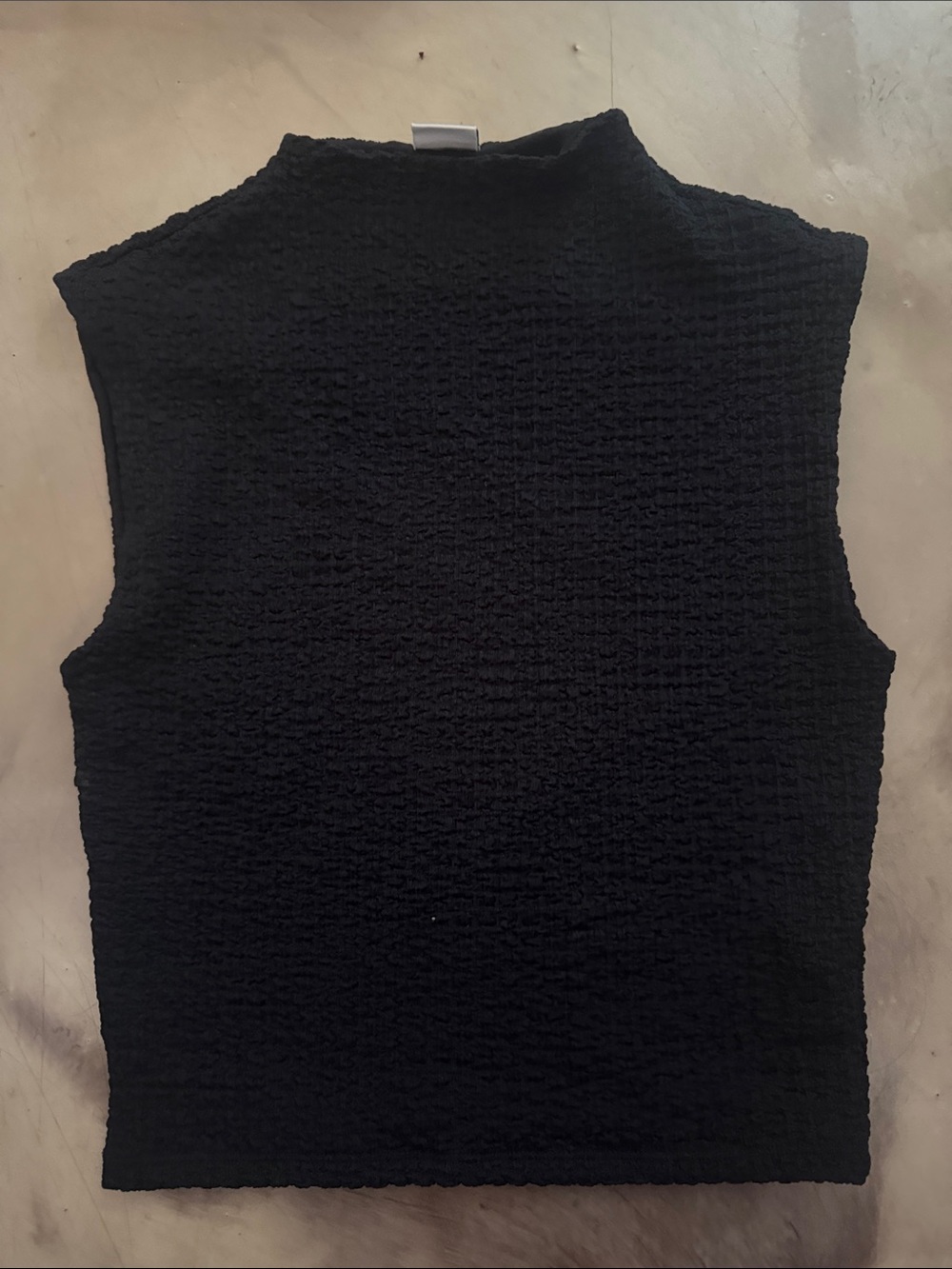 Abercrombie & Fitch Black Textured Mock Neck Tank